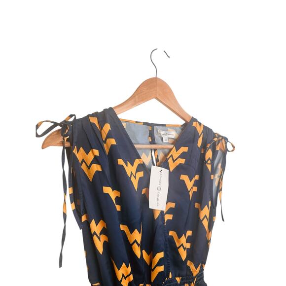 Stewart Simmons WVU Mountaineers Romper Women’s Small Blue Gold Game Day - NWT - Picture 7 of 13